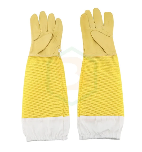 Bee Sheepskin Long Mesh Gloves